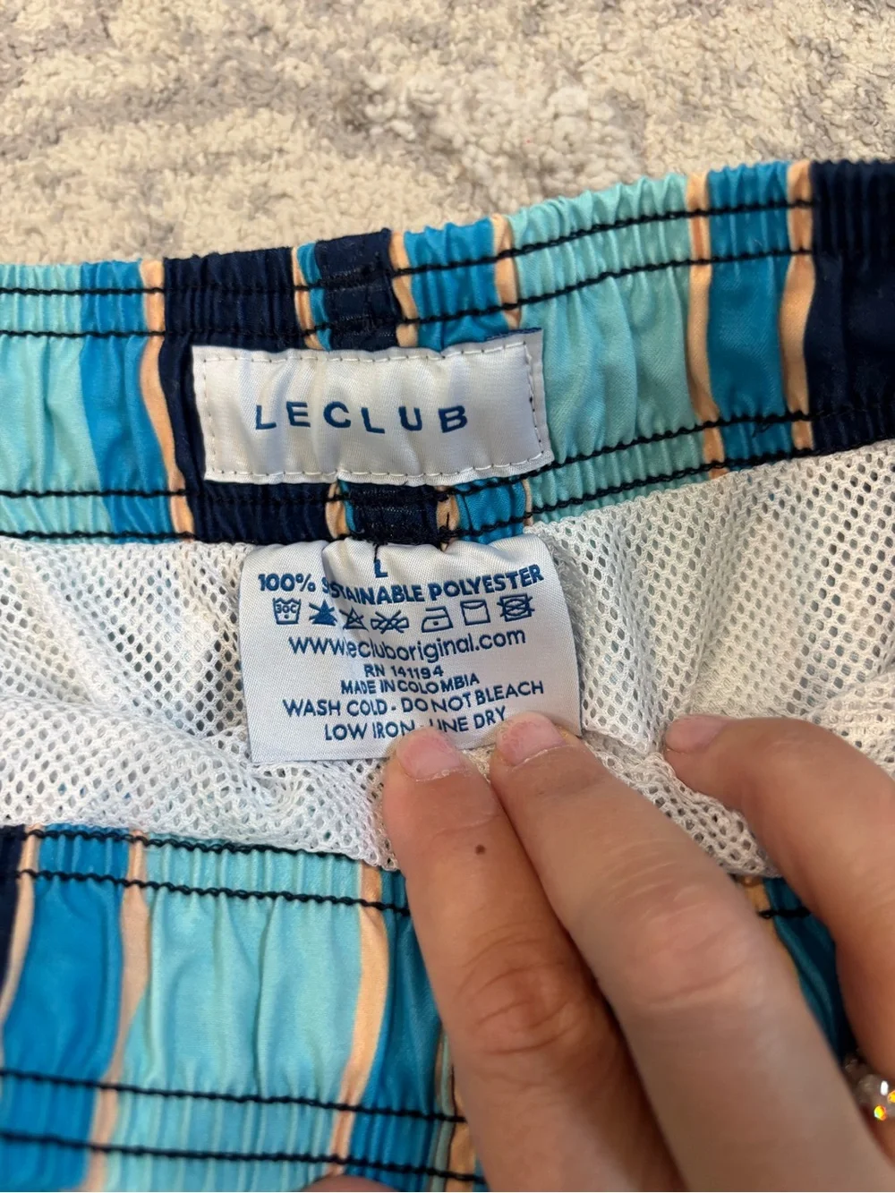 Men's Blue Striped Swim Shorts